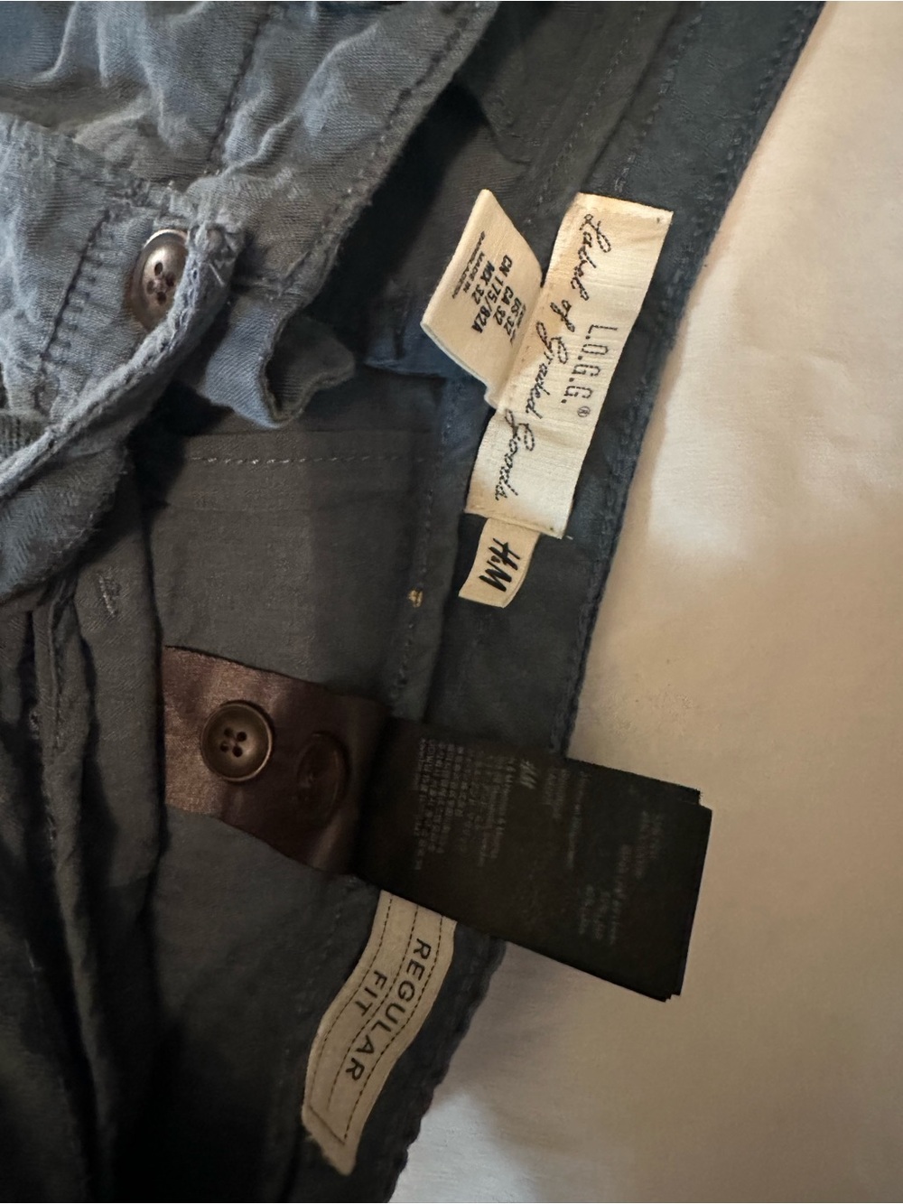 H&M LOGG Linen Casual Drawstring Jogger Pants in Slate Blue 32 - Picture 2 of 12